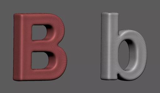 Volumetric letter Bb for cnc 3d print
