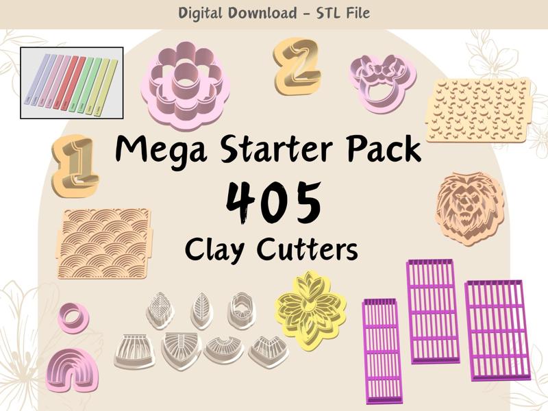 405 Mega Bundle Starter Pack Clay Cutter for Polymer Clay | Digital STL File | Clay Tools
