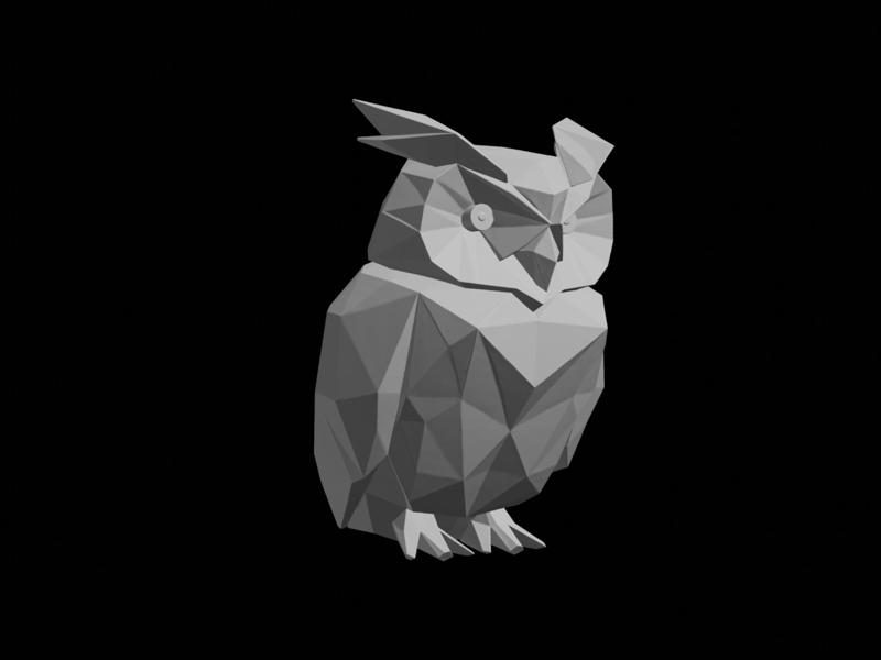 Detailed 3D Printed Owl Figurine Statue