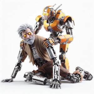 Robotic Man Helping Human 3D Print – Symbol of Humanity and Technology, Machine Day Tribute