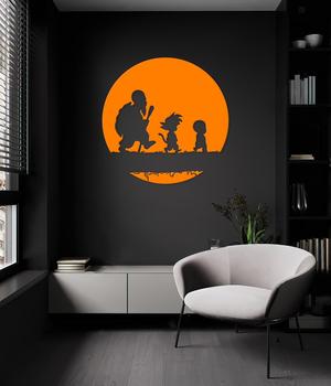 master roshi, goku and krilin training silhouette
