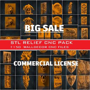 Cnc Router Relief Files Mega Bundle, +150 Pcs Wall Decor, Stl File For CNC Router, Dxf, Dwg, Eps, Stl, Svg, Cnc Cutter, Engraver