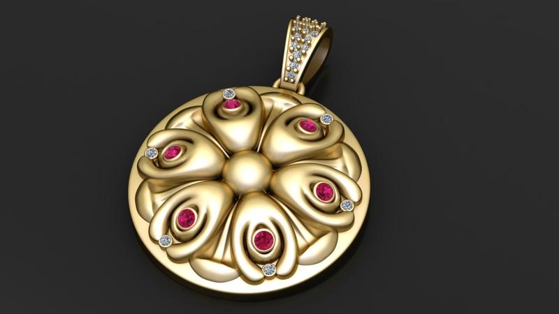 FLOWER DESIGN COIN PENDANT 3D PRINTABLE MODEL