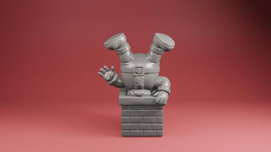 Santa Claus Stuck in Chimney STL File – Funny Christmas 3D Print