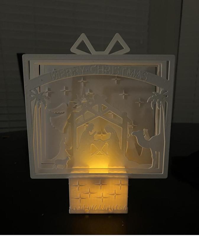 Nativity Scene Christmas Tea Light Shadow Box