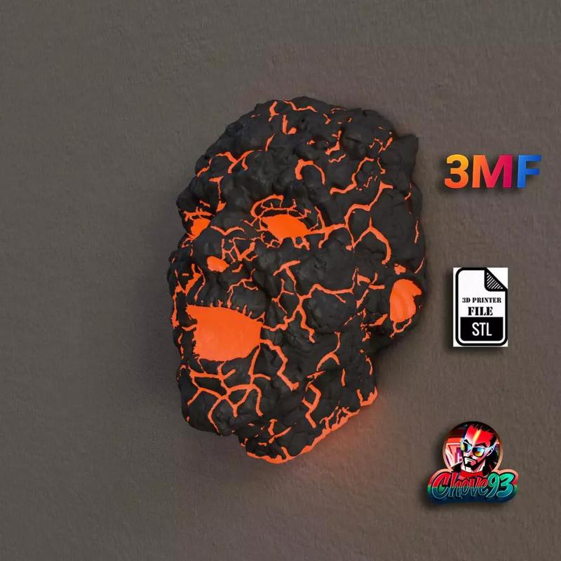 Lava Cracked Face Wall Sculpture-phosphorescent-3d print