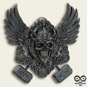 Odin’s Mark – Norse Skull Emblem STL for 3DPRINT or CNC