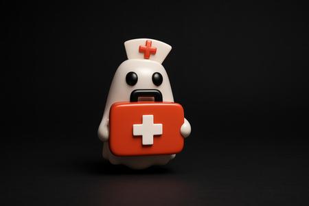 Cute Nurse Ghost with First Aid Kit | Halloween Medical Decor | Spooky Nurse Ghost Figurine