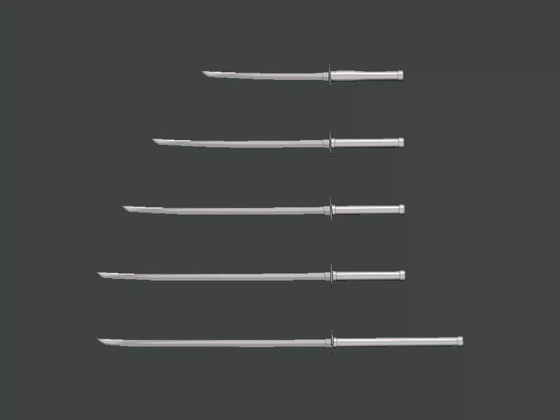 3D Model-SWORD0005 five samurai swords