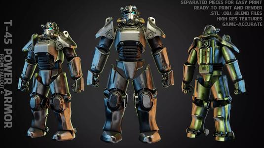Fallout 4 T-45 Power Armor Armor for Cosplay 3D Model Collection