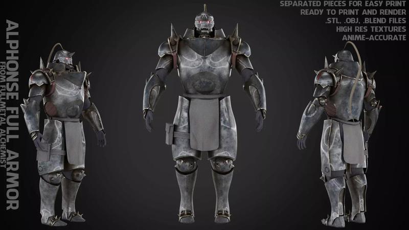Fullmetal Alchemist Alphonse Elric Full Armor for Cosplay 3D Model Collection