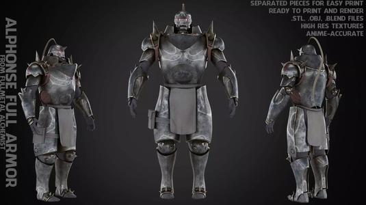 Fullmetal Alchemist Alphonse Elric Full Armor for Cosplay 3D Model Collection
