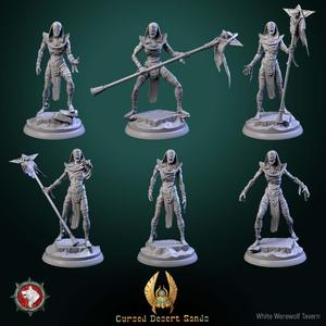 Cursed Mummies - 32mm, 6 Pre-supported STLs + 5e Style Stat Block