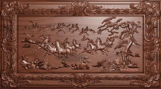 Mural Horses wood carving file stl OBJ and ZTL  for CNC