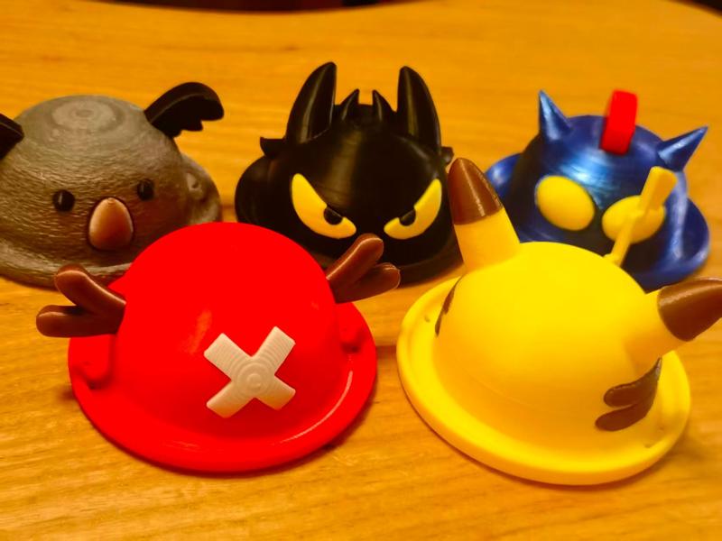 A set of general design pet cartoon cosplay hats: Pikachu, Chopper, Koala, Action Kamen, Toothless