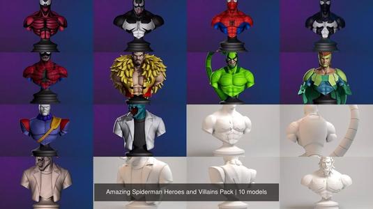 Amazing Spiderman Heroes and Villains Pack 3D Model Collection