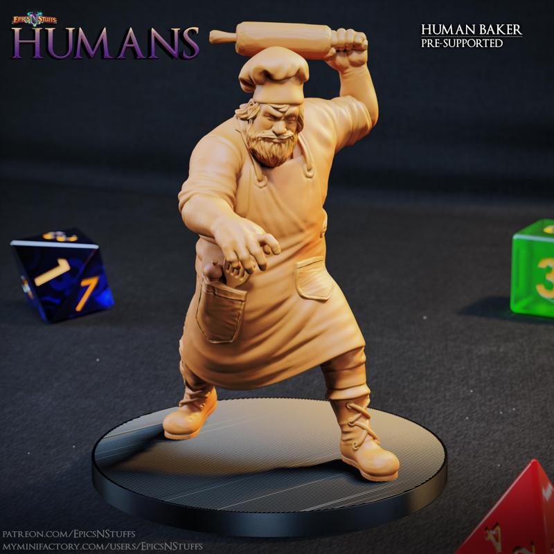 Human Baker 1A Miniature - Pre-Supported