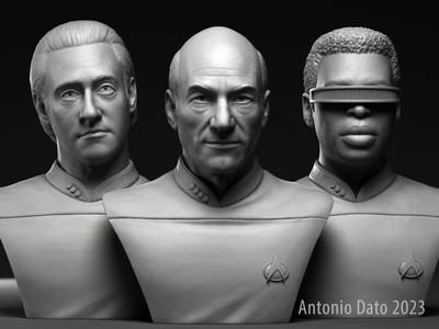Picard Data and La Forge 3D Model Collection