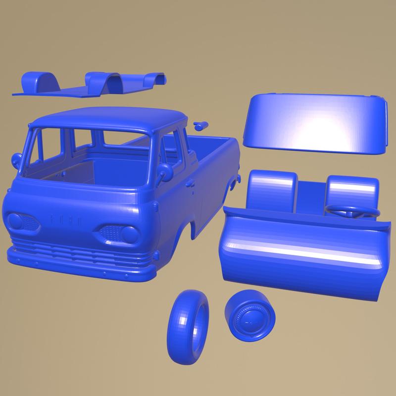 Ford E-Series Econoline Pickup 1963 PRINTABLE CAR IN SEPARATE PARTS