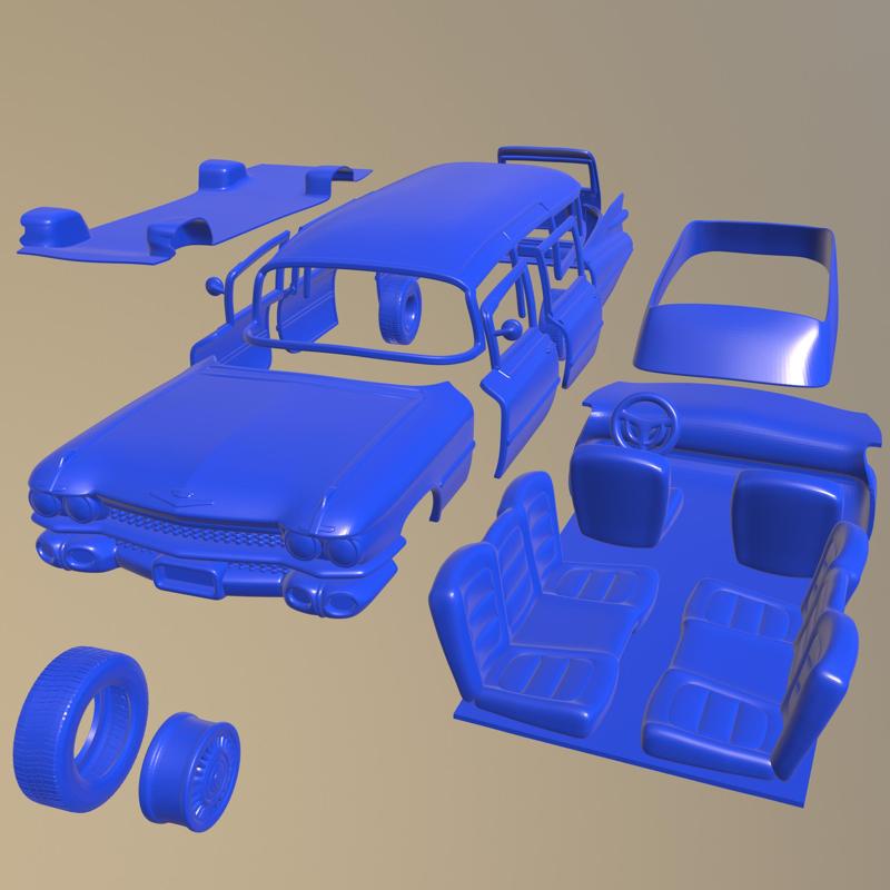 Cadillac Fleetwood 75 Miller-Meteor Hearse 1959 PRINTABLE CAR IN SEPARATE PARTS