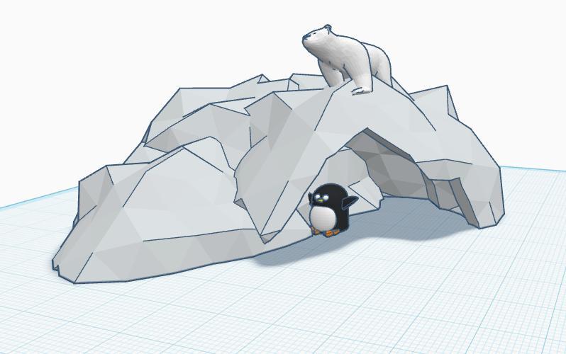 grotte avec pingouin et ours 