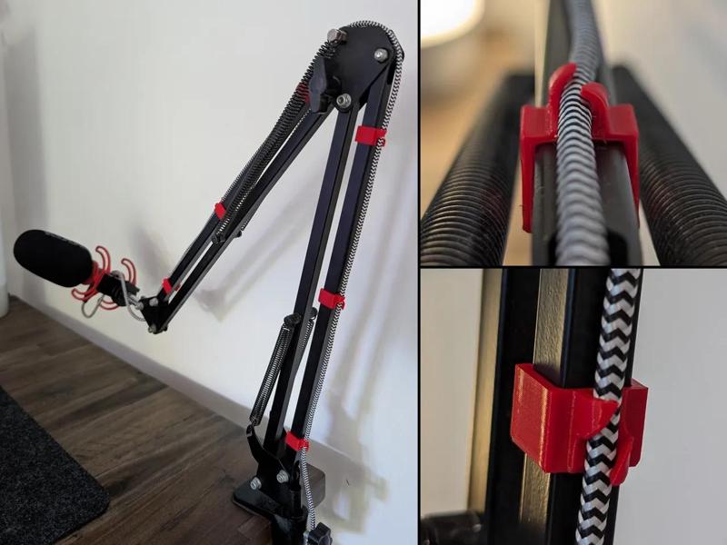 USB/XLR Cable Clips for Microphone Arm   