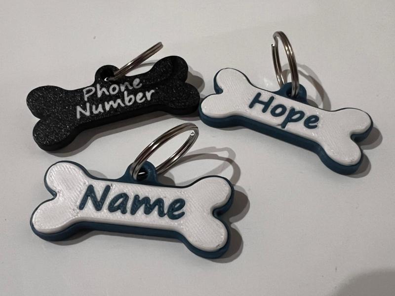 Dog Pet name tag (with phone number on backside)