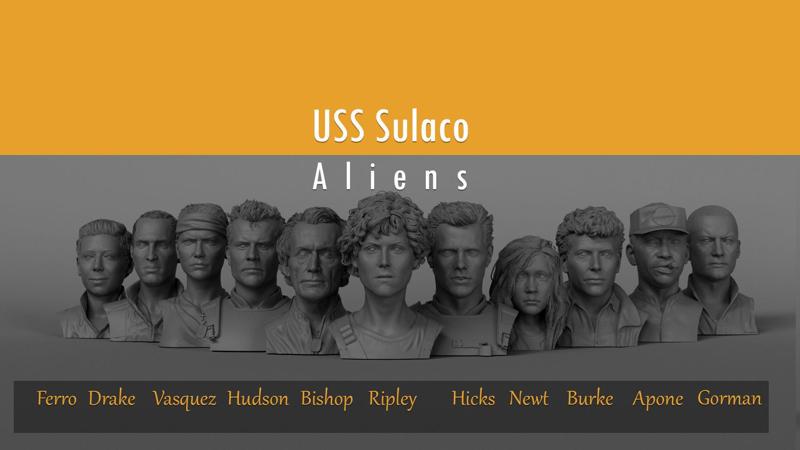 Aliens Cast - USS Sulaco colonial marines crew - Aliens 3D Model Collection