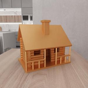 3D Wooden House Decor as Stl File & Wooden Decor, 3D Printing, Wooden Ornaments, Wooden Doll House, Bird House, Mini Wood House