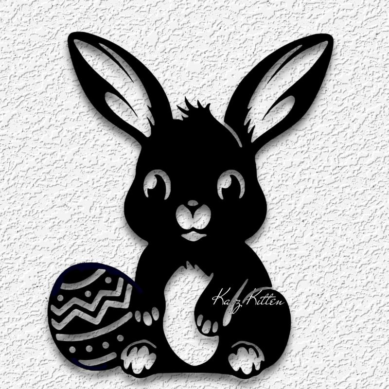 bunny with easter egg wall art easter rabbit home decor