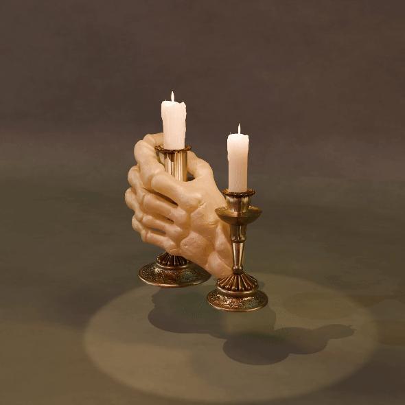 Candle Hand Bone Holder 