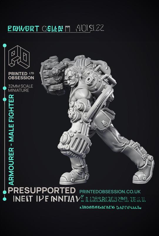 Artificer - Armourer - Male fighter - PRESUPPORTED - 32mm Scale 