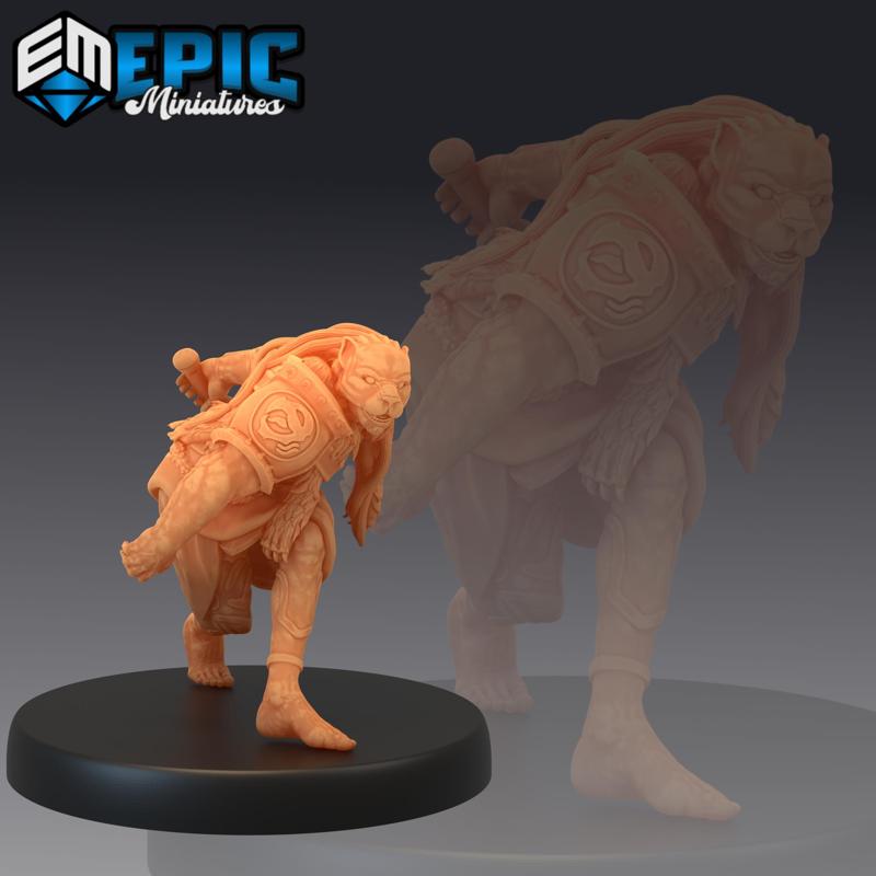 Masked Hunter Sneaking / Marsh Warrior / Feline Soldier / Catfolk / Weretiger / Marshland Fighter