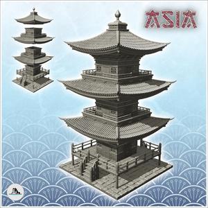 Big Asian pagoda with wooden platform (40) - Asia Terrain Clash of Katanas Tabletop RPG terrain China Korea