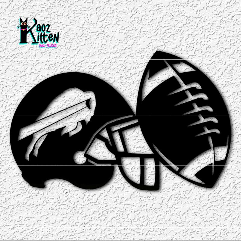 Buffalo Bills Helmet and Football wall art Team Logo decor