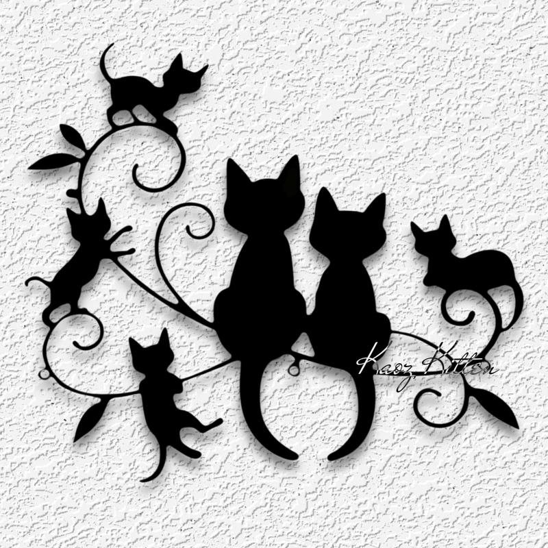 kitty family tree wall art cats and kittens home decor