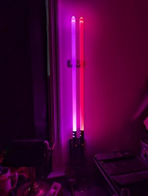 Two Piece Vertical Screw Mount Dual Light Saber Display