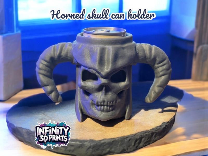 HORNED SKULL CAN HOLDER