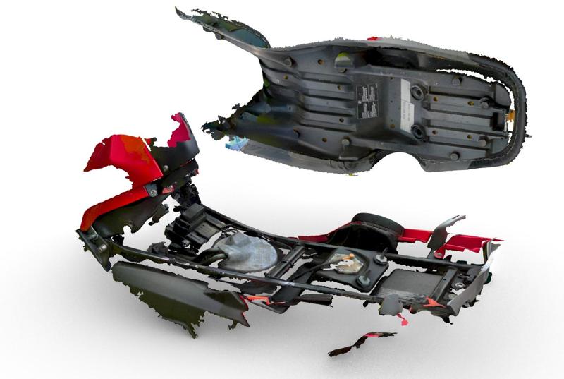 BMW G650GS under seat compartment 3D scan