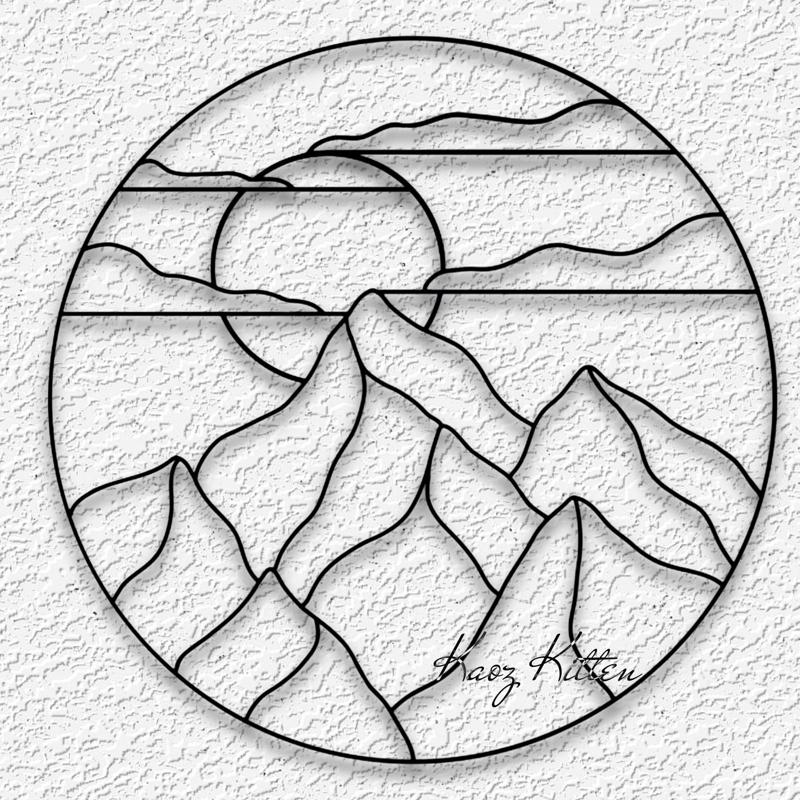 moon peaks stained glass wall art minimalist home decor