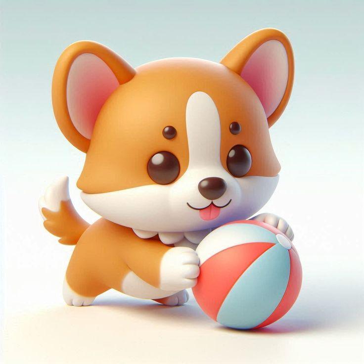 Baby Dog Play Clay character kawaii 3D Model