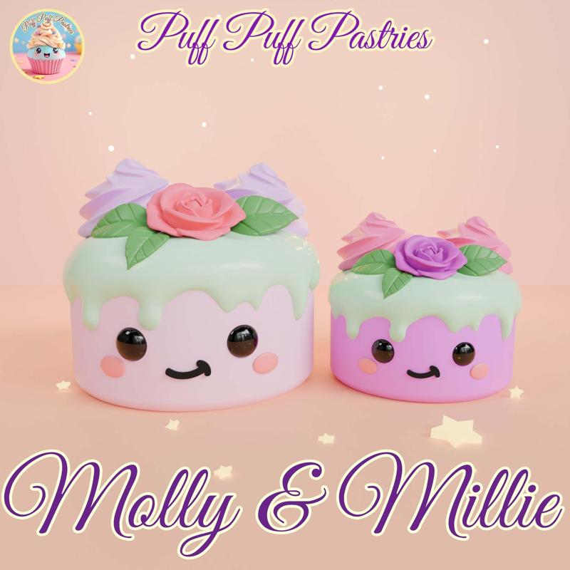Kawaii Round cake Molly and Millie