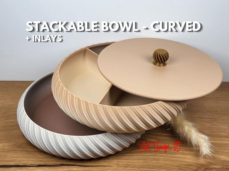 Stackable Bowl / Tray - Curved with Inlays