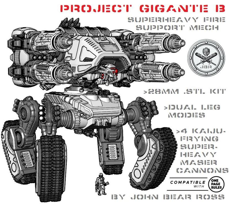 Project Gigante B - 28mm Heavy Fire Support Mech With Hybrid TreadLegs
