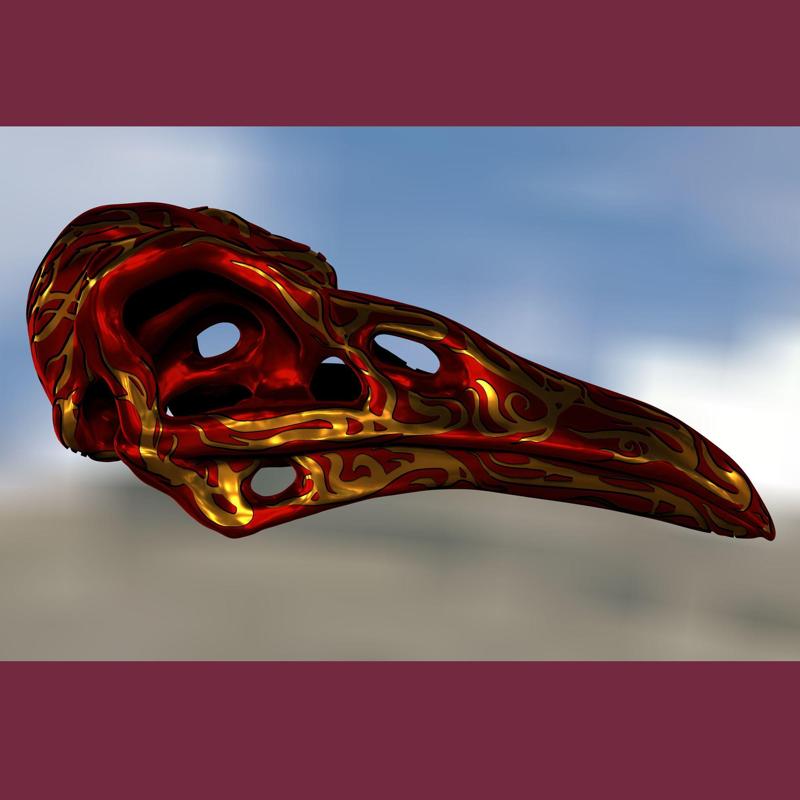 ornate raven skull crow 2 version low and hight