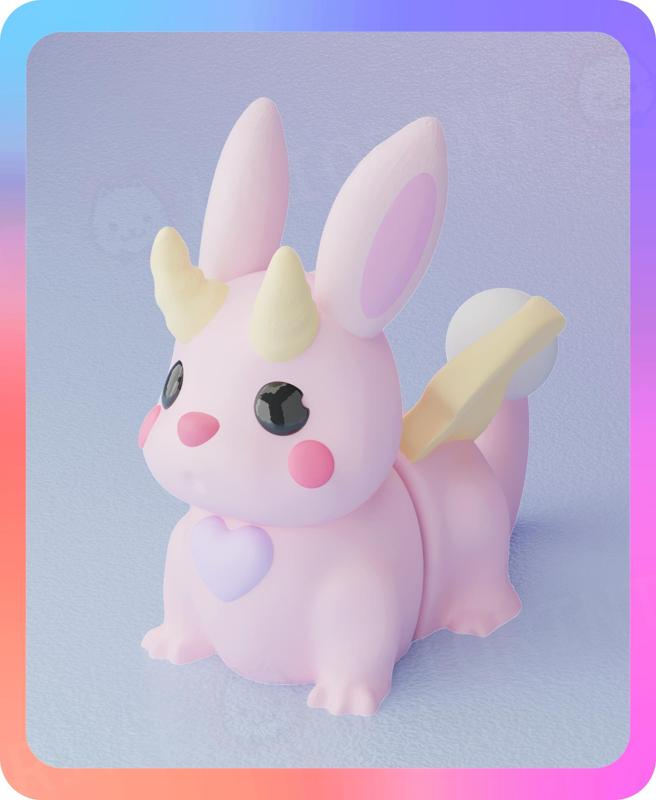 Flexi Bunny Dragon Keychain (Single Color)