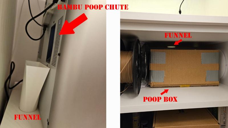 bambu lab poop chute funnel for 54mm hole (40mm deep)