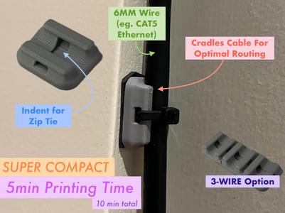 Compact Adhesive Cable Zip Tie Mount- eg. ethernet