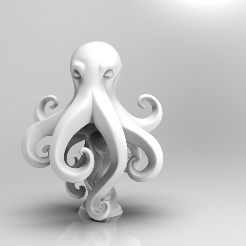 Mystical Octopus Minimalist Sculpture