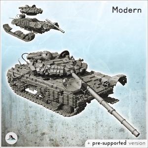 Carcass of Soviet Russian T-64 BV tank (4) - Cold Era Modern Warfare Conflict World War 3